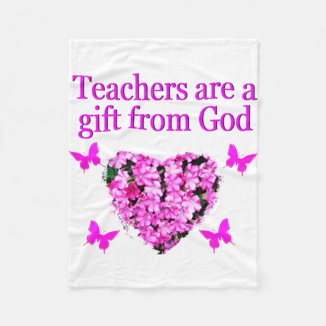HÜBSCH PINK FLORAL CHRISTLICH LEHRER DESIGN FLEECEDECKE (Vorderseite)