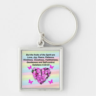 HÜBSCH PINK FLORAL GALATIANS 5 SCHLÜSSELANHÄNGER