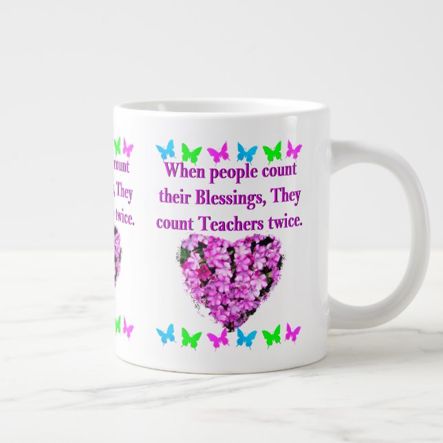 HÜBSCH PINK FLORAL LEHRER DESIGN Jumbo-Tasse (Rechts)