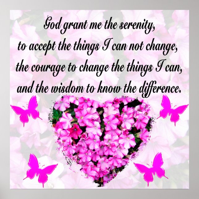 HÜBSCH PINK FLORAL SERENITY PRAYER POSTER (Vorne)