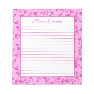 Hübsch Pink Florals Moderne Personalisierte Linde Notizblock