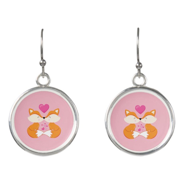 Hübsch Pink Foxes Kisses Ohrringe (Vorderseite)