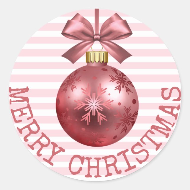 Hübsch Pink Frohe Weihnachtsschmuck Stickers (Vorderseite)