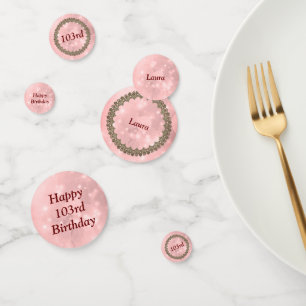 Hübsch Pink funkelnd Happy 103. Geburtstag Konfetti