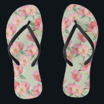 Hübsch Pink Garden Blume Flip Flops<br><div class="desc">Hübsch rosa Blume Aquarell</div>