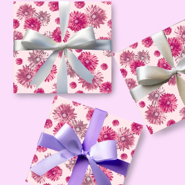 Hübsch Pink Gerbera Daisy Floral Geschenkpapier (Von Creator hochgeladen)