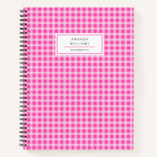 Hübsch Pink Gingham Kariert Personalisiert Notizbuch