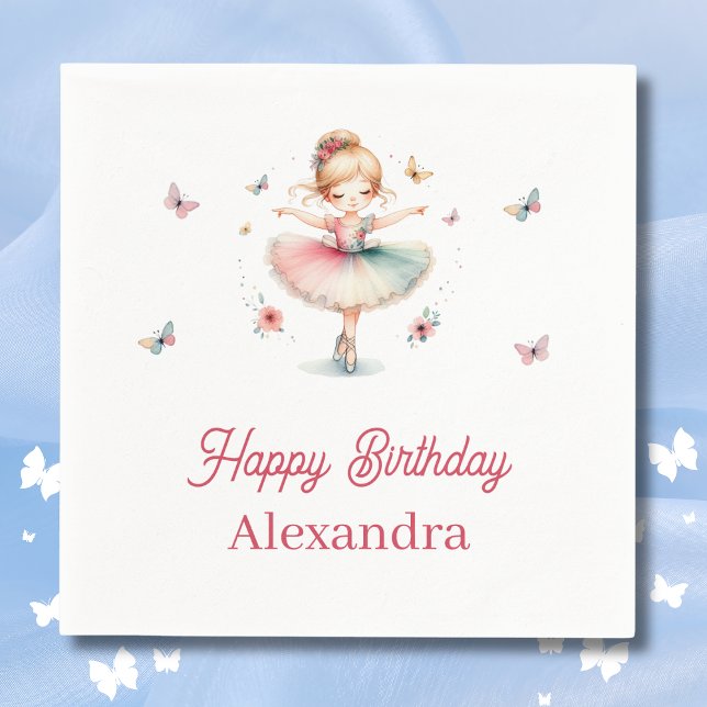 Hübsch Pink Girl Ballerina Geburtstagsparty Serviette (Von Creator hochgeladen)