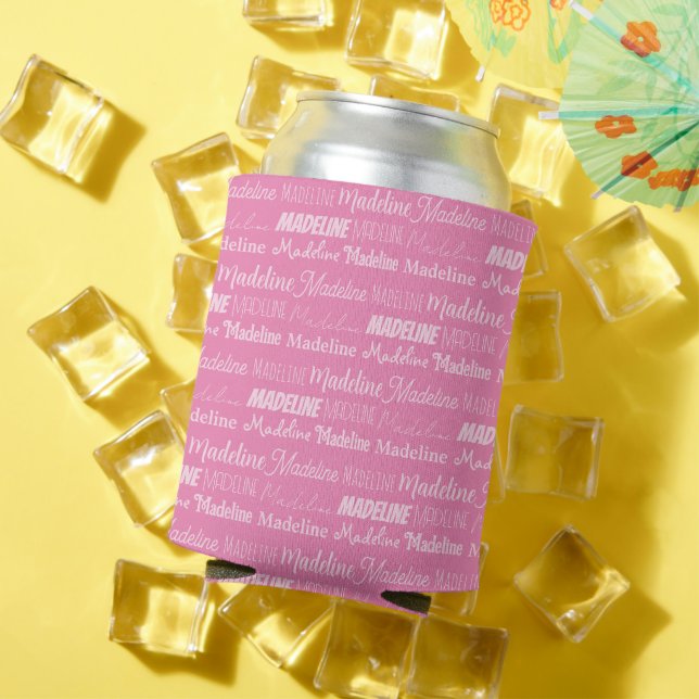 Hübsch Pink Girls Name Schriftart Collage Custom T Dosenkühler (In Situ Sommer)