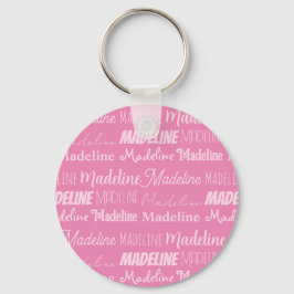 Hübsch Pink Girls Name Schriftart Collage Custom T Schlüsselanhänger