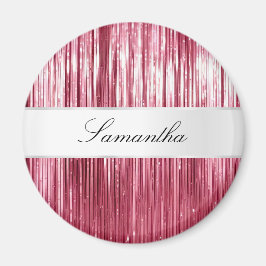 Hübsch Pink Glam Tinsel Streifen Magnet