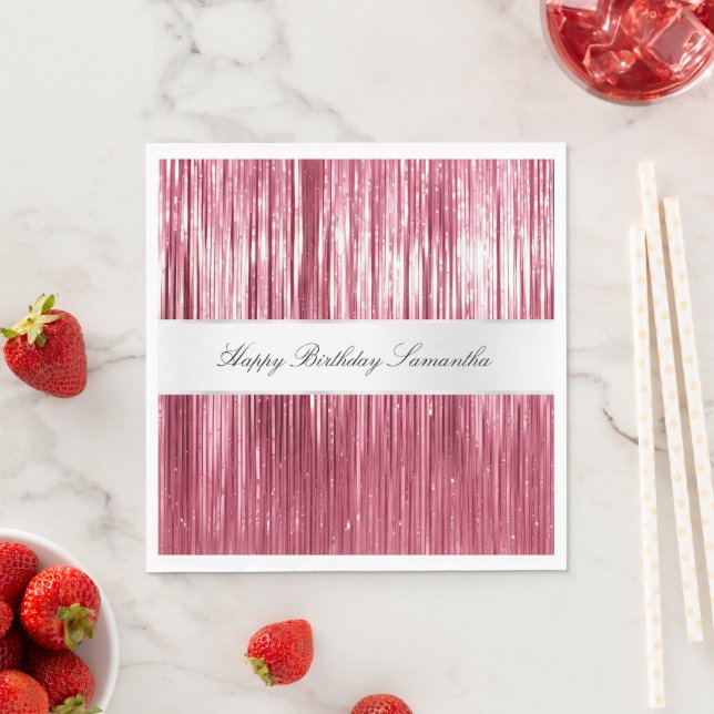 Hübsch Pink Glam Tinsel Streifen Serviette (Beispiel)