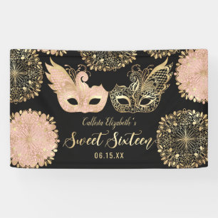 Hübsch Pink Gold Masquerade Maske Sweet 16 Banner