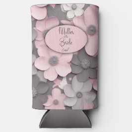 Hübsch Pink-Gray 3D Poppies Mutter der Braut Selters Dosenkühler