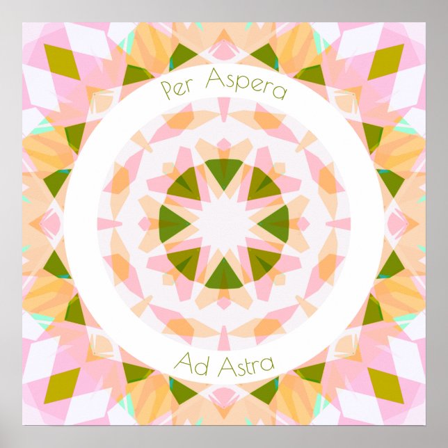Hübsch Pink Green Per Aspera Ad Astra Motivierend Poster (Vorne)