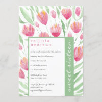 Hübsch Pink Green Tulip Floral Wasserfarbe Süß 16