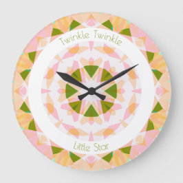 Hübsch Pink Green Twinkle Little Star Baby Kinderz Große Wanduhr