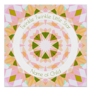 Hübsch Pink Green Twinkle Little Star Baby Kinderz Poster