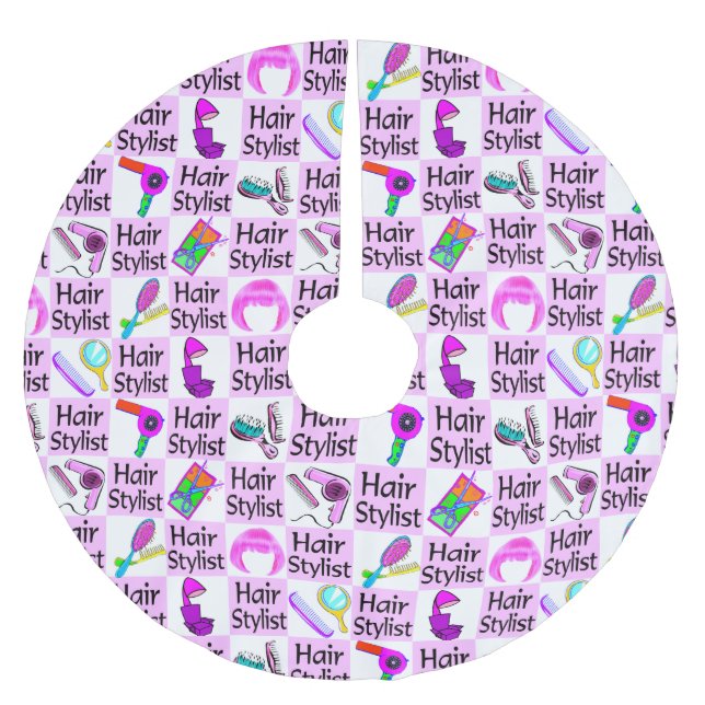 HÜBSCH PINK HAIR STYLIST CHRISTMAS TREE SKIRT POLYESTER WEIHNACHTSBAUMDECKE (Vorderseite)