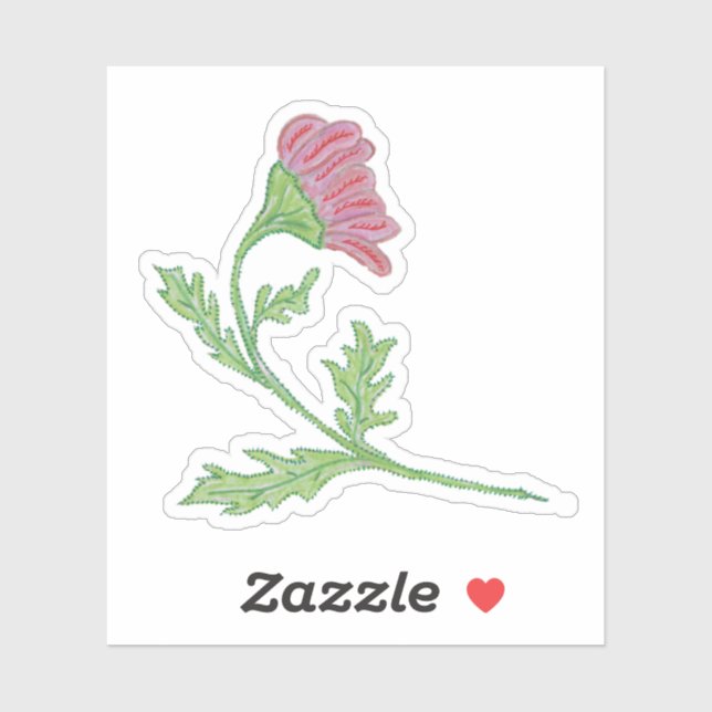 Hübsch Pink Hand gezeichnet Posey Aufkleber (Blatt)