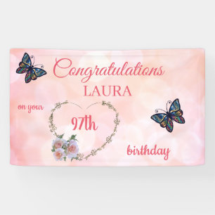 Hübsch Pink Happy 97. Geburtstag Banner