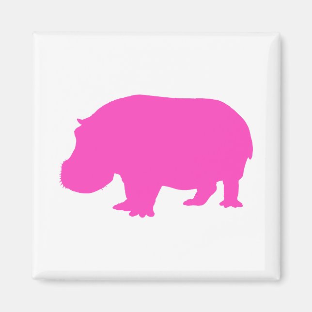 Hübsch Pink Hippo Silhouette Magnet (Vorne)
