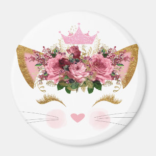 Hübsch Pink Kitty Floral Pink Crown Magnet