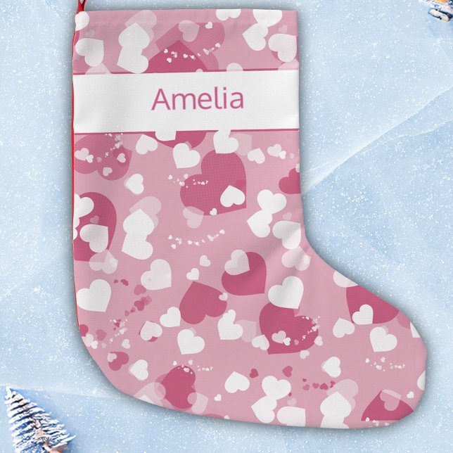 Hübsch Pink Liebe Herz Personalisiert Kleiner Weihnachtsstrumpf (Von Creator hochgeladen)
