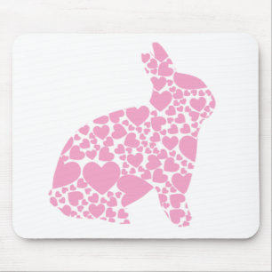 Hübsch Pink Liebe Herzen Hasen Kaninchen - Name hi Mousepad