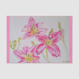 Hübsch Pink Lilie Blume Blumenmuster Aquarell Seidenpapier