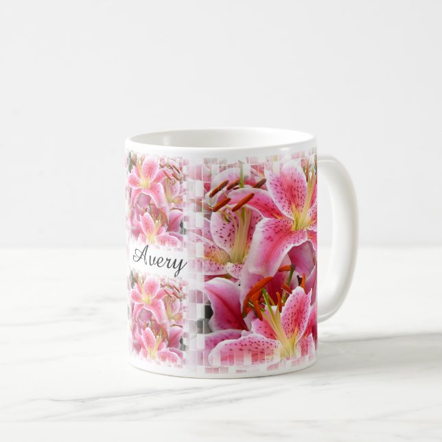 Hübsch Pink Lilies Kaffeetasse (VorderseiteRechts)