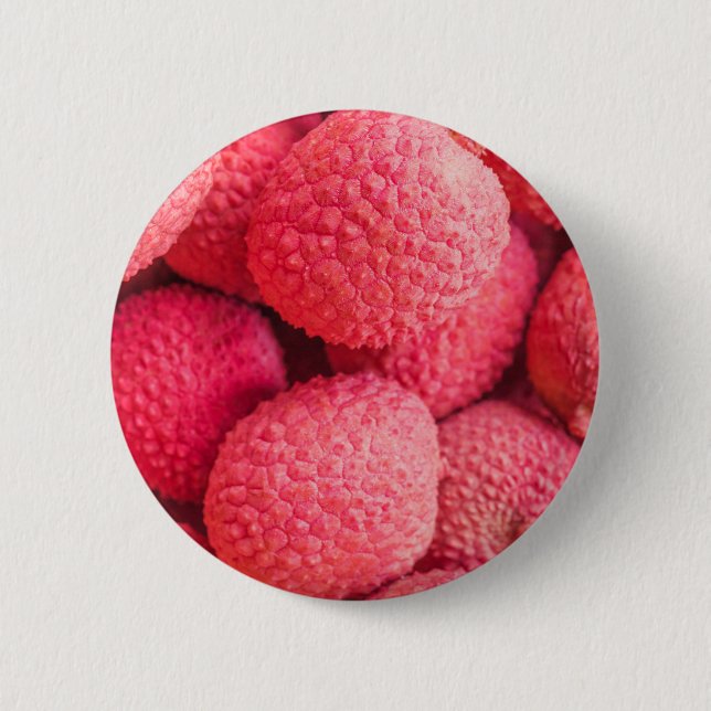 Hübsch Pink Lychee Fruchtmuster Button (Vorderseite)
