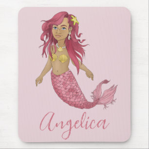 Hübsch Pink Mermaid Happy Birthday Individuelle Na Mousepad