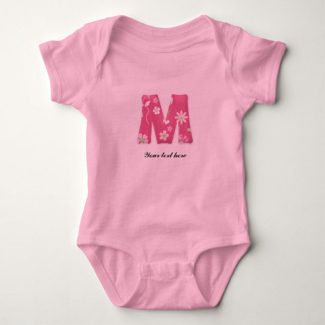 Hübsch Pink Mit Monogramm Baby Tutu Bodysuit Strampler (Vorderseite)
