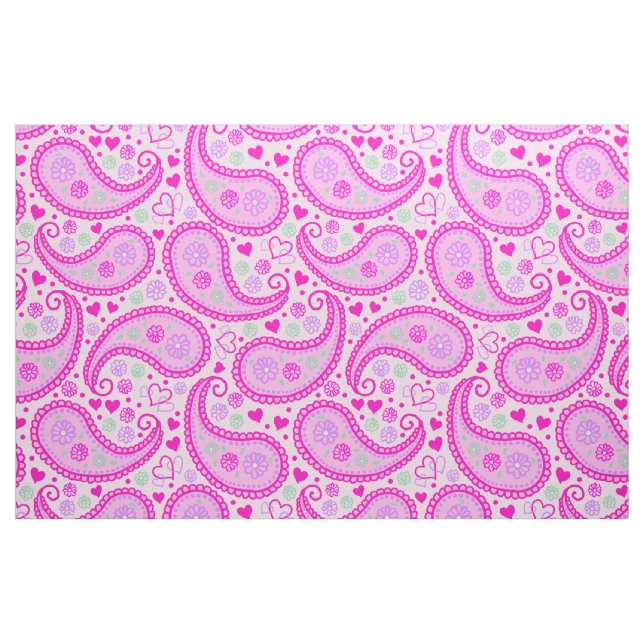 Hübsch Pink Paisley Liebe Herz Stoff (Fat Quarter (45,7 x 55,9 cm))