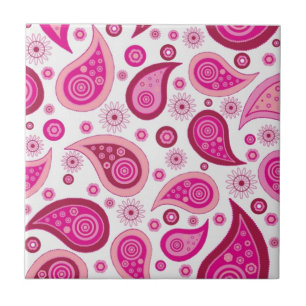 Hübsch Pink Paisley Pattern Zubehör - Name hinzufü Fliese
