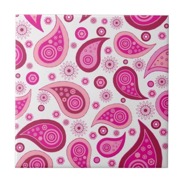 Hübsch Pink Paisley Pattern Zubehör - Name hinzufü Fliese (Vorderseite)