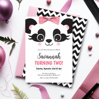Hübsch Pink Panda Bärenmädchen Einladung zum Gebur