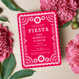 Hübsch Pink Papel Picado Hochzeitsessen Probe Einladung