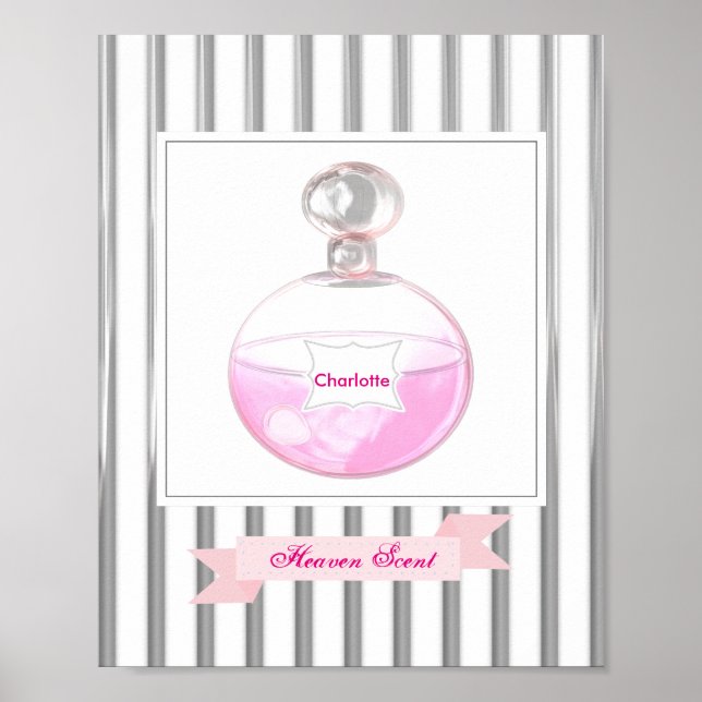 Hübsch Pink Parfüm Flasche Personalisiert Poster (Vorne)