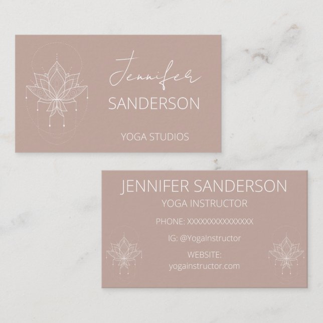Hübsch Pink Peach Boho Floral Lotus Yoga Visitenkarte (Vorne/Hinten)