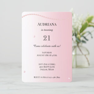 Hübsch Pink Pearls Glam Birthday Einladung