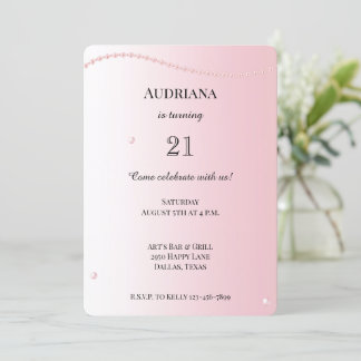 Hübsch Pink Pearls Glam Birthday Einladung