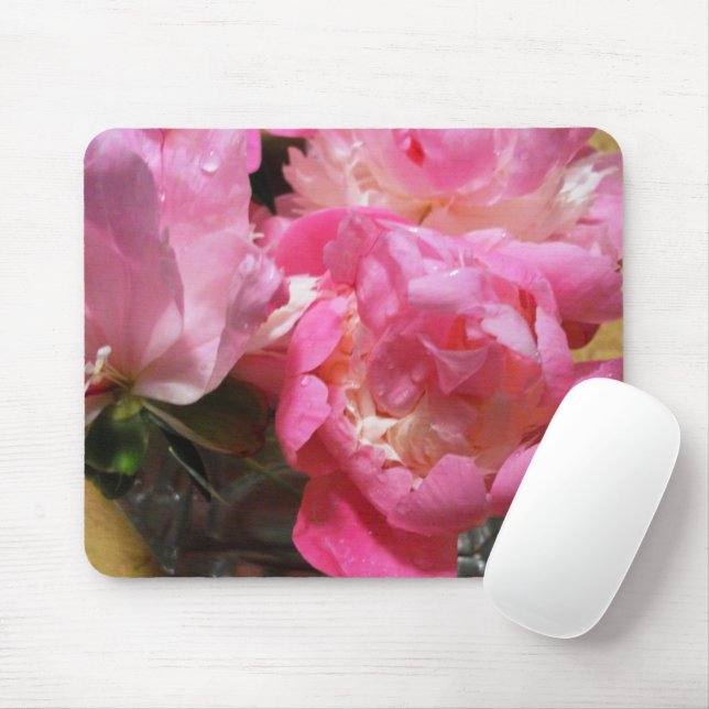 Hübsch Pink Peony Blumen Zuhause Office Mousepad (Mit Mouse)