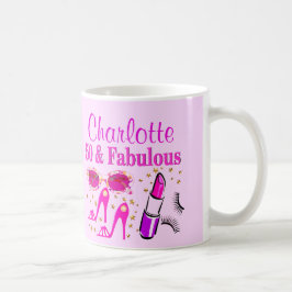 HÜBSCH PINK PERSONALISIERT 50. GEBURTSTAG TASSE