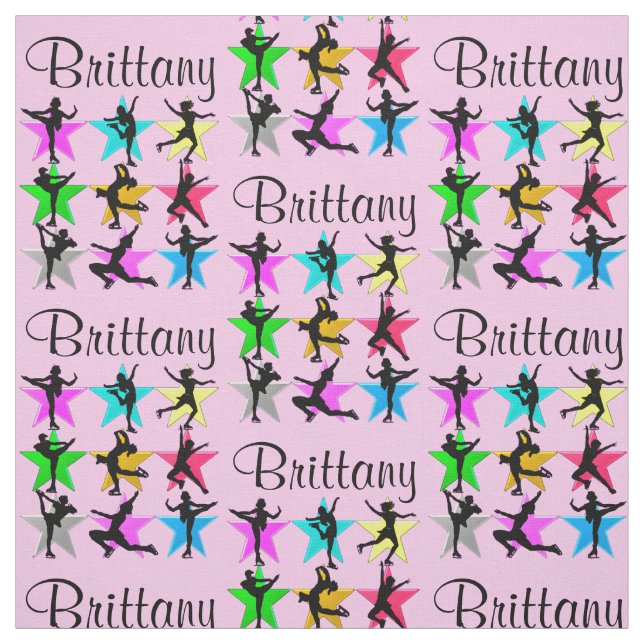 HÜBSCH PINK PERSONALISIERT FIGURE SKATEN FABRIC STOFF (Muster)
