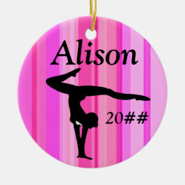 HÜBSCH PINK PERSONALISIERT GYMNAST MÄDCHENORNATION KERAMIK ORNAMENT