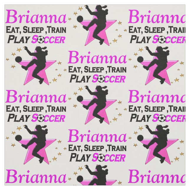 HÜBSCH PINK PERSONALISIERT SOCCER MIRL FABRIC STOFF (Muster)