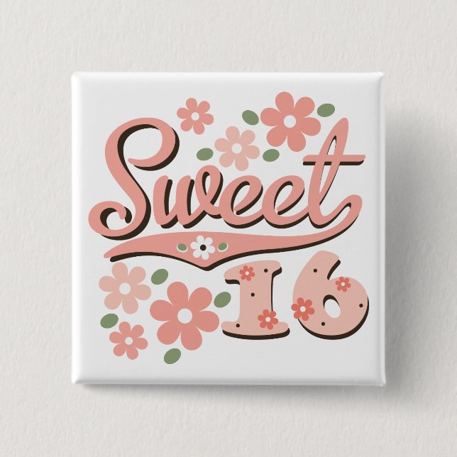 Hübsch Pink Petal Sweet 16 Button (Vorderseite)