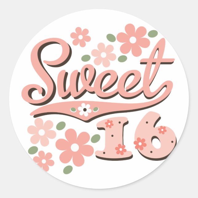 Hübsch Pink Petal Sweet 16 Stickers (Vorderseite)